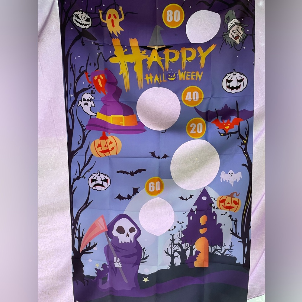 Halloween Party Bean Bag Toss. 31”X 55”. 6 bean bags.Colorful Happy Outdoor fun.